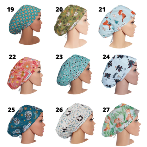 27 Scrub Hats Euro Satin Lined With Buttons, Scrub Cap For Women, Surgical Cap, Scrub Caps Dental, and Veterinarians Cap - Image 2
