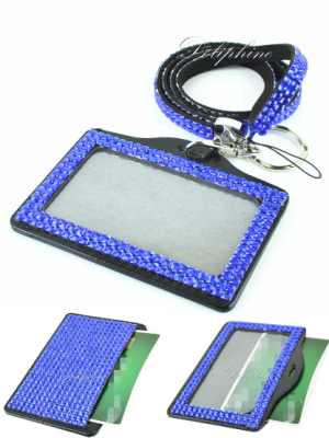 Multi-Colors full Bling Rhinestone Horizontal ID Badge Holder with Necklace LANYARDs Key Chain Key Holder - Image 3