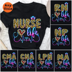 Personalized Leopard Print Nurse Life Shirt Coloful Nurse