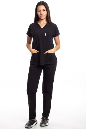 Medical Uniform,Black Scrubs Top,Nurse Uniform,Hospital Uniform,Doctor Uniform,Spa Uniform,High Quality,V-neck,Only Top